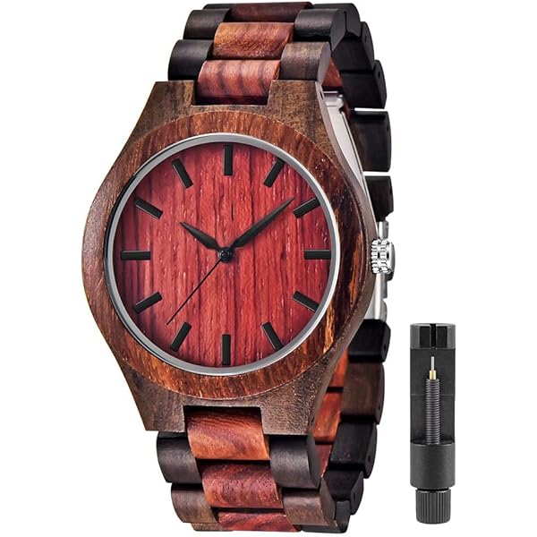 Wooden Watches Mens with Handmade Colorful Bamboo Wood Watch Analog Date Quartz Wooden Watch for Men Q1070