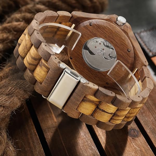 Men's Wooden Watch Triangle Skeleton Automatic Watch Mechanical Wood Watches for Men Brown3