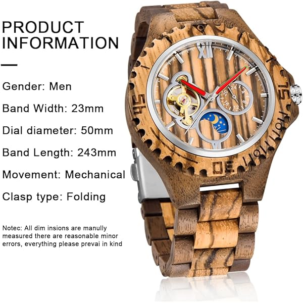 Men's Wooden Watch Triangle Skeleton Automatic Watch Mechanical Wood Watches for Men Brown3