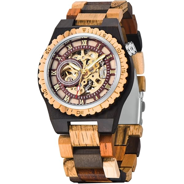 No Battery Fashion Mechanical Wooden Watch for Men, Mechanical Movement Wooden Strap Men's Watch for Father's Day, Birthday M809