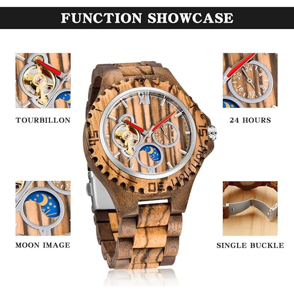 Men's Wooden Watch Triangle Skeleton Automatic Watch Mechanical Wood Watches for Men Brown3