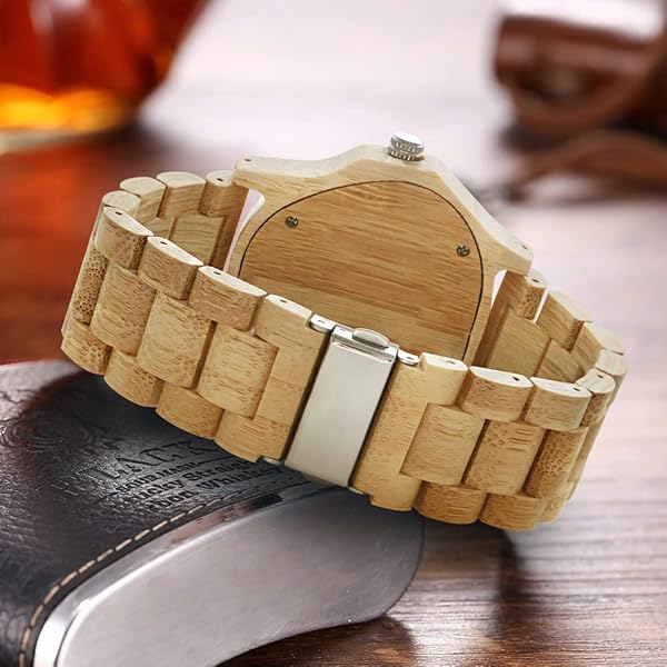 Men's Wooden Watch Triangle Skeleton Automatic Watch Mechanical Wood Watches for Men browm&yellow