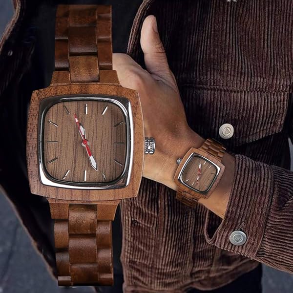 Wooden Watches Mens with Handmade Colorful Bamboo Wood Watch Analog Date Quartz Wooden Watch for Men Q1056