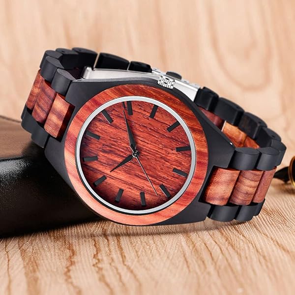 Wooden Watches Mens with Handmade Colorful Bamboo Wood Watch Analog Date Quartz Wooden Watch for Men Q1070
