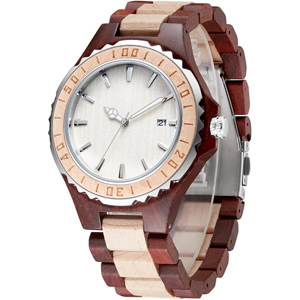 Wooden Watches Mens with Handmade Colorful Bamboo Wood Watch Analog Date Quartz Wooden Watch for Men WD1018-red (sale by bulk)