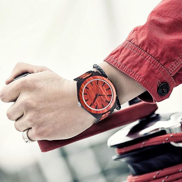 Wooden Watches Mens with Handmade Colorful Bamboo Wood Watch Analog Date Quartz Wooden Watch for Men Q1070