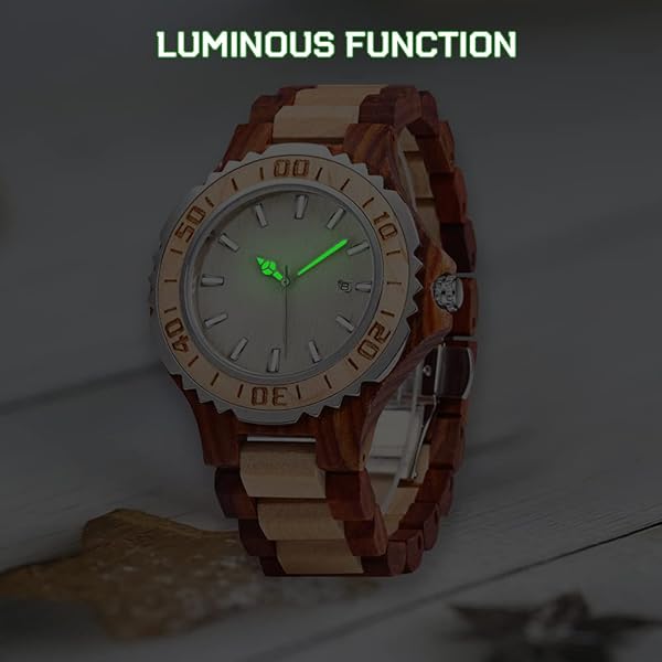 Wooden Watches Mens with Handmade Colorful Bamboo Wood Watch Analog Date Quartz Wooden Watch for Men WD1018-red (sale by bulk)