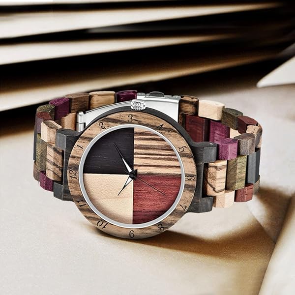 Wooden Watches Mens with Handmade Colorful Bamboo Wood Watch Analog Date Quartz Wooden Watch for Men Q1004 (sale by bulk)