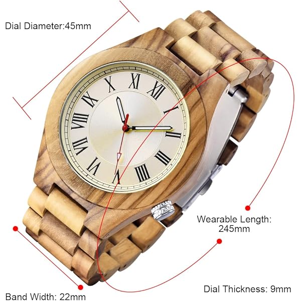 Wooden Watches Mens with Handmade Colorful Bamboo Wood Watch Analog Date Quartz Wooden Watch for Men Q2022-white-US (sale by bulk)