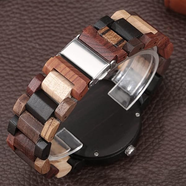 Wooden Watches Mens with Handmade Colorful Bamboo Wood Watch Analog Date Quartz Wooden Watch for Men Q1004